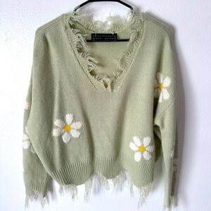 Light green floral sweater